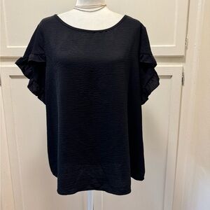 Chic Black Ruffle Sleeve Blouse